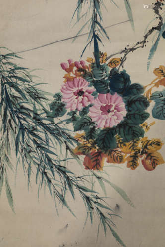 Chinese Flower And Bird Painting, Jin Mengshi Mark