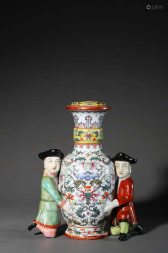 Famille Rose Figure Vase