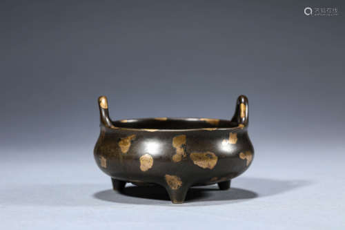 Bronze Gold-Decorated Tripod Censer