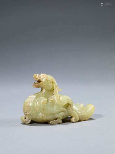 Yellow Jade Mythical-Beast Boulder