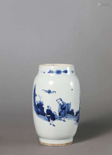 Blue And White Figure Lotus Jar