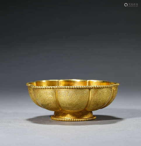 Gilt Bronze Dragon Lobed Bowl