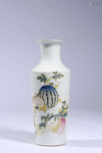 Famille Rose Fruit And Vegetable Vase