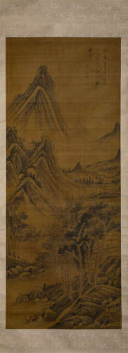 Chinese Figure In Landscape Painting, Hanging Scroll, Dong Q...