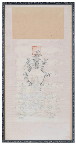 Framed Chinese Bodhisattva Scroll Print