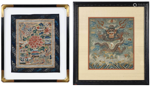 Two Framed Chinese Silk Textiles
