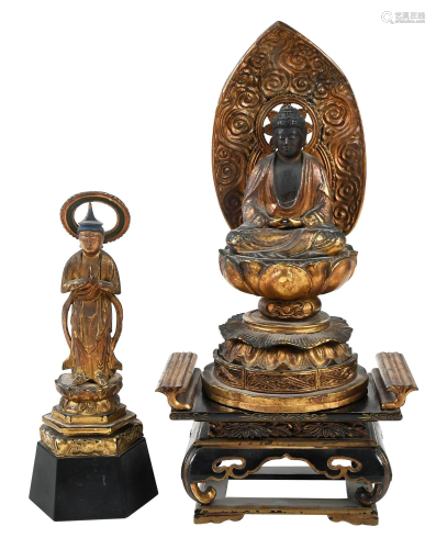 Two Asian Giltwood Buddhas