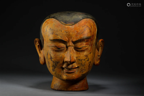 Painted pottery Buddha head of Ming Dynasty
