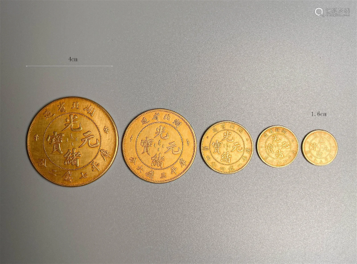 Pure gold coins of Qing Dynasty