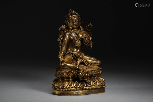 Bronze gilded Buddha statue of Ming Dynasty