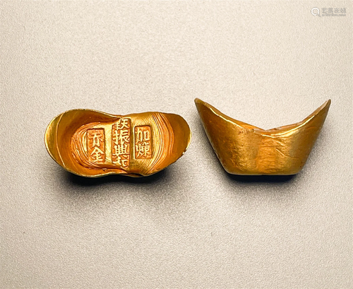 Pure gold ingot of Qing Dynasty