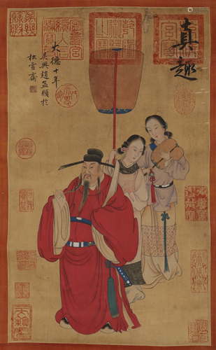 Silk scroll of Zhao Mengfu in Yuan Dynasty