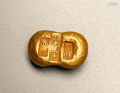 Pure gold ingot of Qing Dynasty