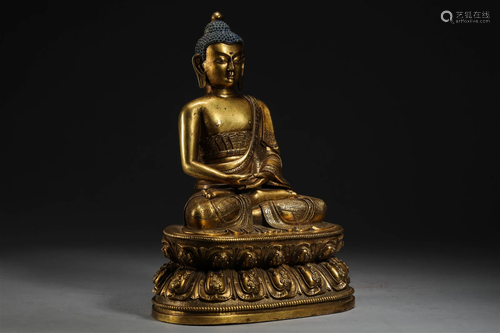 Bronze gilded Buddha statues of the Qing Dynasty