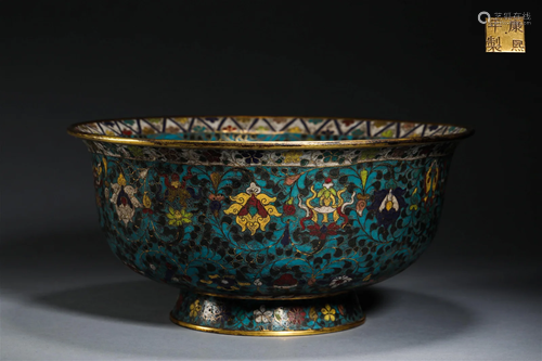 Cloisonne copper bowl in Qing Dynasty