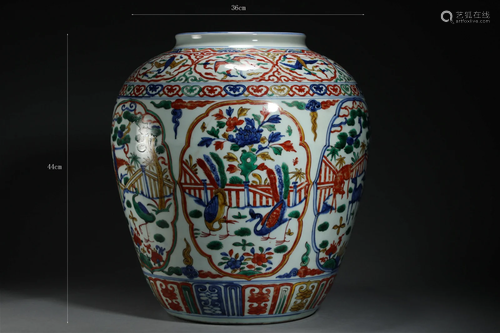 Blue and white colorful pot of Ming Dynasty