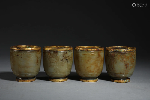 Tang Dynasty white jade gold cup