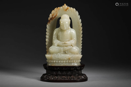 White jade Buddha in Qing Dynasty