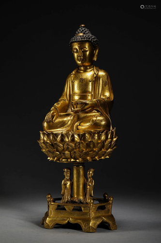 Bronze gilded Buddha statue of Ming Dynasty