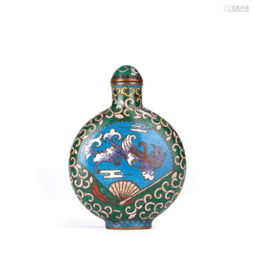 Cloisonne Enamel Dragon And Phoenix Snuff Bottle