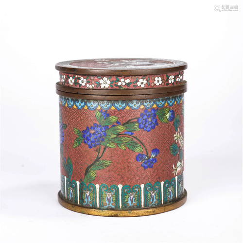 Cloisonne Enamel Flower Box And Cover