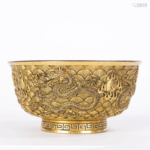 Gilt-Bronze Dragon Bowl