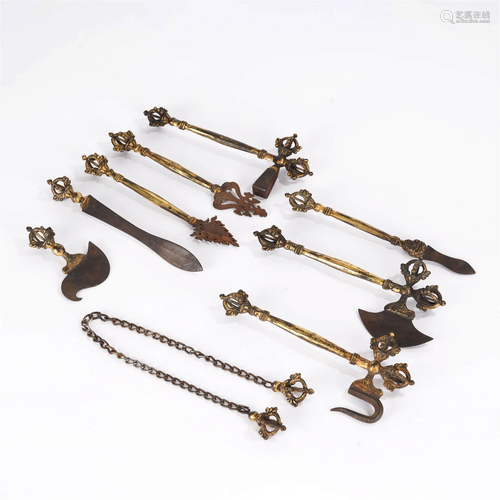 Set Of Gilt-Bronze Buddhist Implements