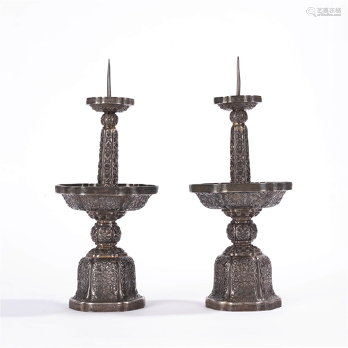 Pair Of Silver Made Candlesticks