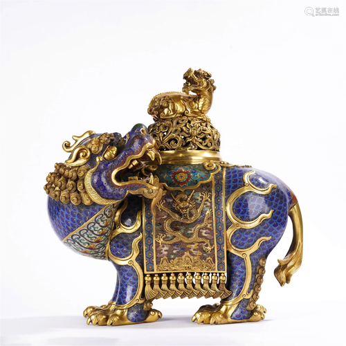 Cloisonne Enamel Kylin Censer