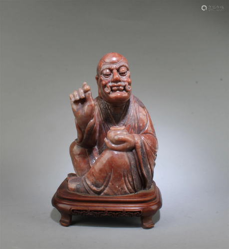 A Carved Soapstone Amitabha Statue