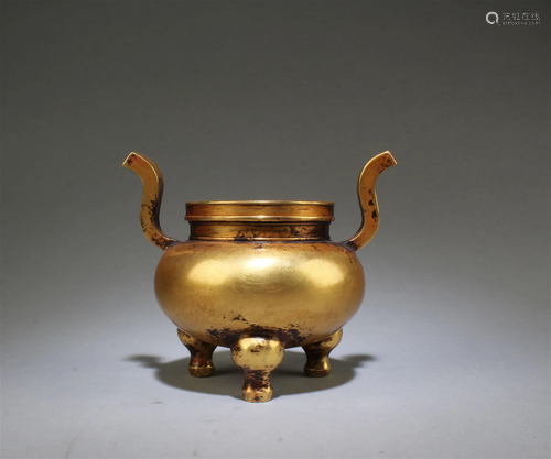 A Gilt Bronze Incense Burner