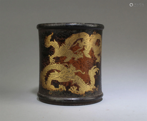 A Gilt Bronze Brushpot