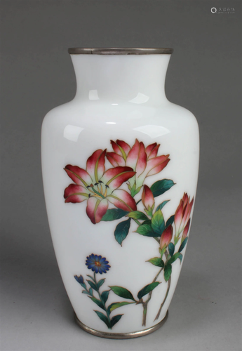 Chinese Enamel with Silver Plated Rim Vase