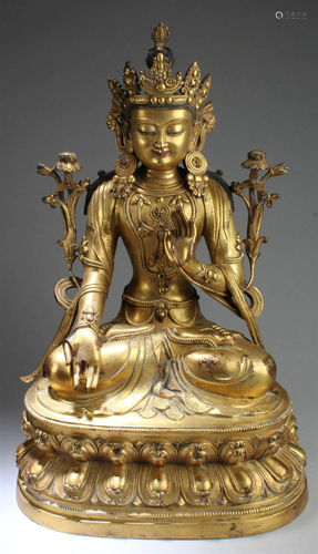 Chinese Gilt Bronze Bodhisattva Statue