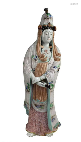 Antique Porcelain Standing Guanyin Statue