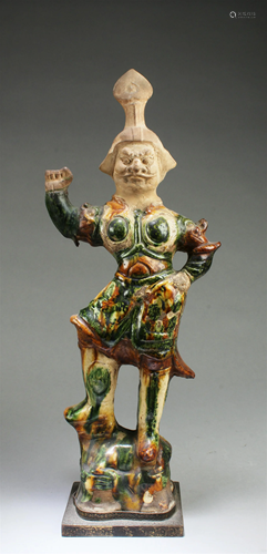 Antique Chinese Pottery 'Tang San Cai' Statue