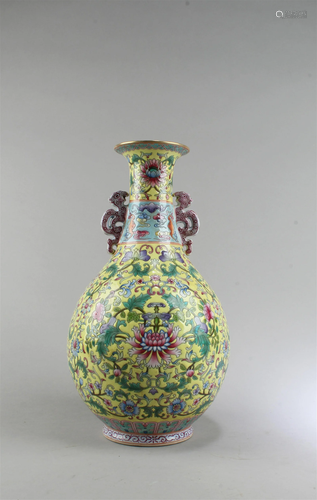 Chinese Famille Jaune Porcelain Vase