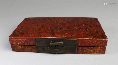 Antique Chinese Leather Rectangular Shaped Box