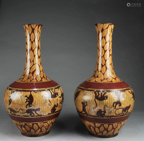 A Pair of Cloisonne Vases