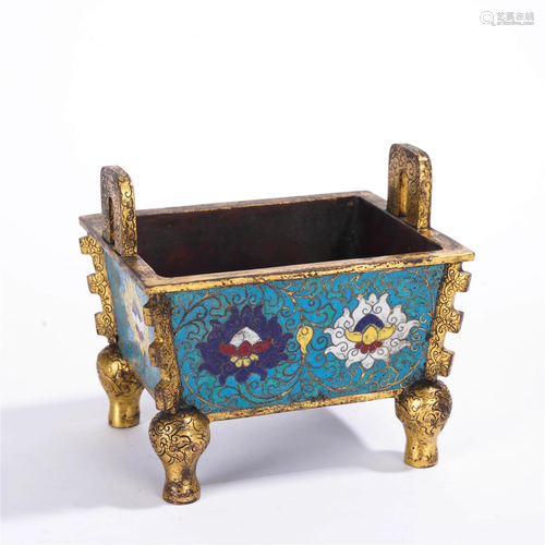 Cloisonne Enamel Baoxiang Flower Four-Legged Censer