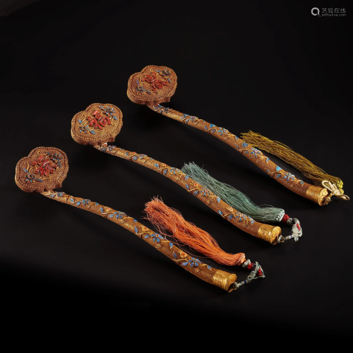 A Group of Three Gold Ruyi Scepters