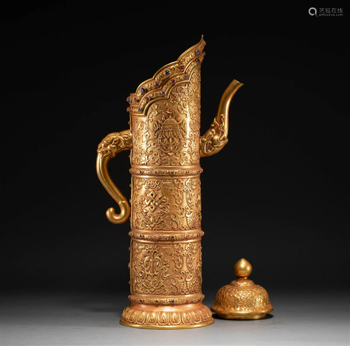 A Gilt Bronze Ewer