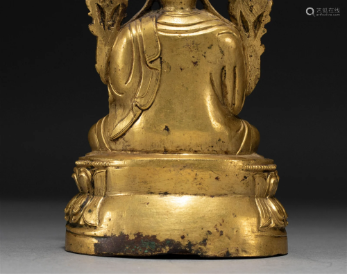A Gilt Bronze Tibetan Buddha Statue