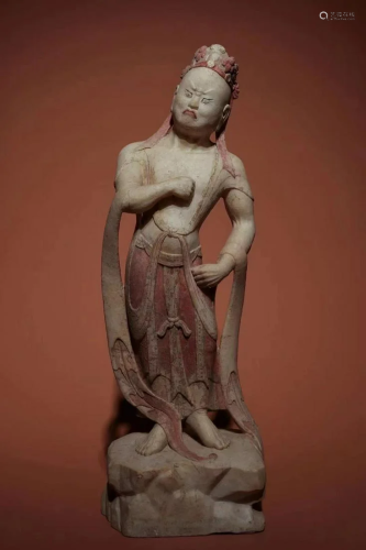 A Carved HanBai Jade Deity Statue