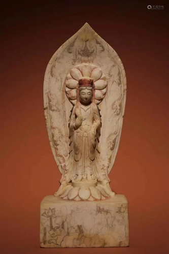 A HanBai Jade Standing Bodhisattva Statue