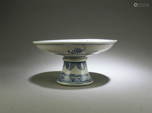 A Blue & White Stem Plate