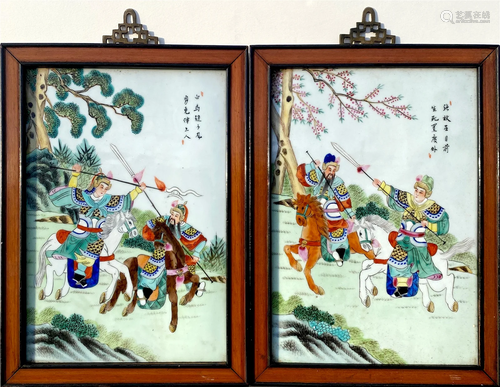 A Group of Two Framed Porcelain Plaque