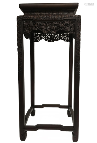 A Chinese Hardwood Carved Square Table