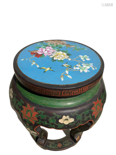 A Round Lacquer Wooden Stool