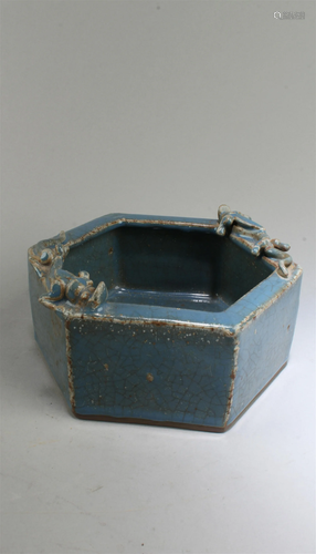 Chinese Hexagonal Shaped Porcelain Ink Washer